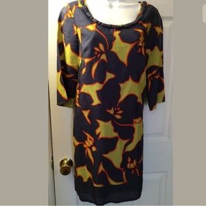 Ann Taylor LOFT Floral Shift Dress Green Blue